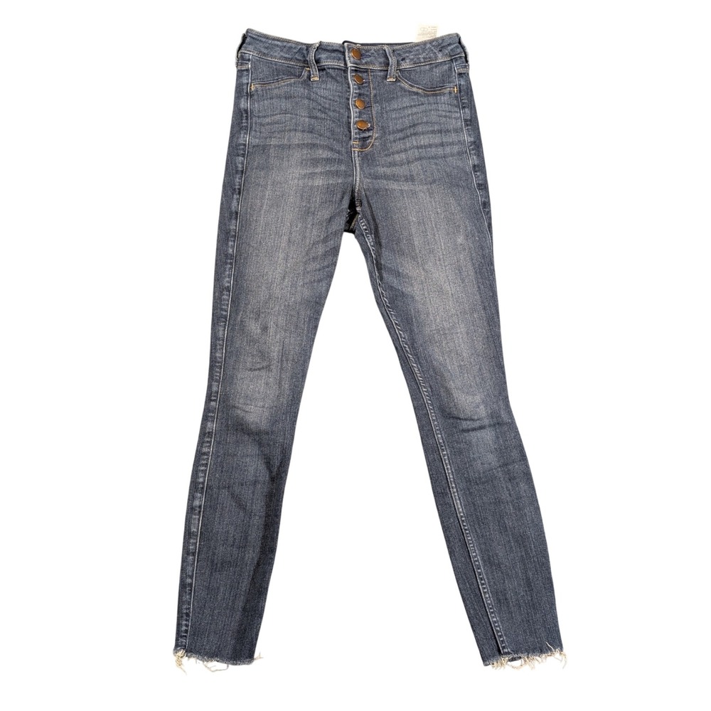 Hollister Womens Curvy High-Rise Crop Jean Leggin Medium Wash Denim Sz 1R 25x26